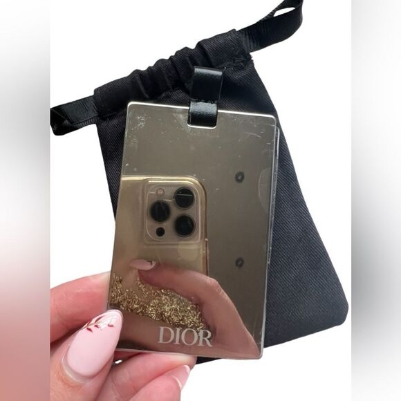 DIOR Compact Mirror With Black Faux Leather Case - Picture 2 of 9